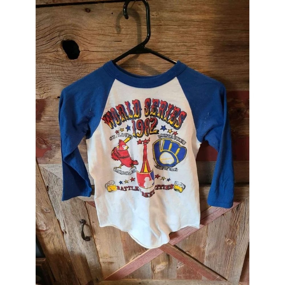 Unisex Vintage Brewers / Cardinals 1982 World Series Beer Cities Baseball Shirt